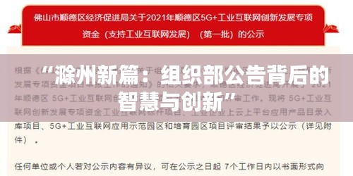 “滁州新篇：组织部公告背后的智慧与创新”
