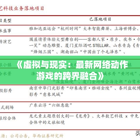 《虚拟与现实：最新网络动作游戏的跨界融合》