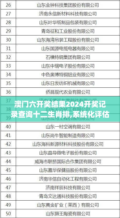 澳门六开奖结果2024开奖记录查询十二生肖排,系统化评估说明_工具版10.714